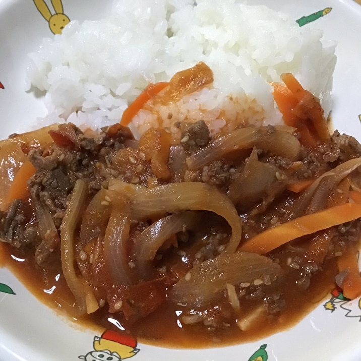 トマト缶でハヤシライス風